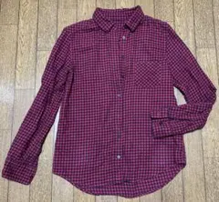 美品 長袖 UNIQLO チェックシャツ 赤 黒 ネルシャツ フランネルシャツ