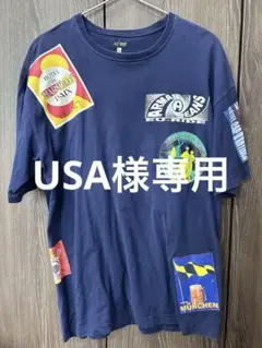 【Armani Jeans】グラフィックTシャツ XL ネイビー