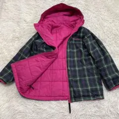 1954 コロンビア キッズ130 リバーシブル 中綿コート チェック柄 ピンク
