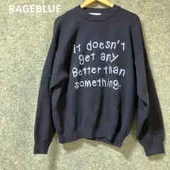 RAGEBLUEネイビー プリントメッセージ クルーネックセーターのサムネイル