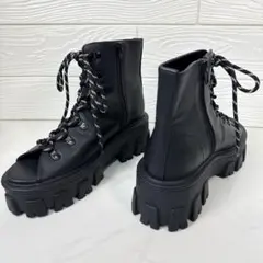 MOUSSY LACE UP CHUNKY SOLE サンダル 厚底 黒 L