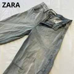 ZARA ザラ メンズ デニムパンツ ウォッシュ加工 裾ジップ ストレート