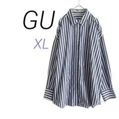 GU【XL】ストライプ オーバーサイズ長袖シャツ