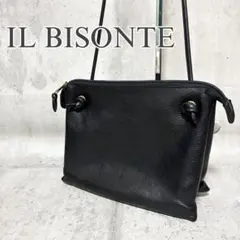 【美品】IL BISONTE イルビゾンテ ショルダーバッグ レザー ブラック