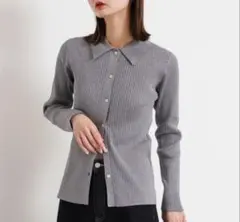 美品 SENSE OF PLACE ラメ ニット カーディガン 長袖 シルバーのサムネイル