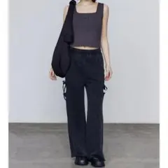 EMODA カットリボンブリーチスウェットパンツ