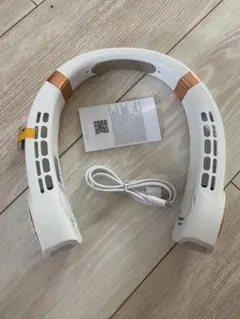 ホワイト 首かけ扇風機 羽なし USB充電式 4000mAh 5段階風量調節