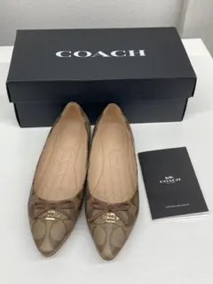 COACH シグネチャー ブラウン フラットシューズ　23cm