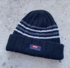 EDWIN ストライプ ニット帽 ネイビー