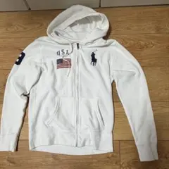 Polo Ralph Lauren ホワイト ビックポニーY2Kジップパーカー