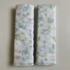 マリン柄ブルー　チャイルドシート　シートベルト　カバー