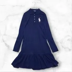 ポロラルフローレン 長袖ポロワンピース ビッグポニー ネイビー XL