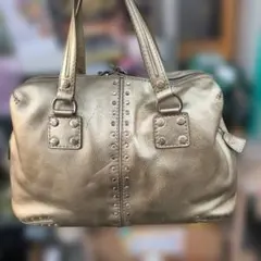 MICHAEL KORS マイケルコース スタッズ ボストンバッグ ゴールド