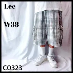 Lee リー チェック柄 カーゴショーツ 極太 バギーショーツ グレー系 W38のサムネイル