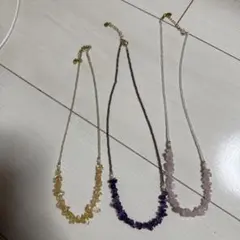 天然水晶ネックレス3点セット