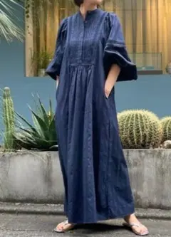 希少☆ヤヌーク × 高山都 LONG APRON for MIYAKO ブルー - メルカリ