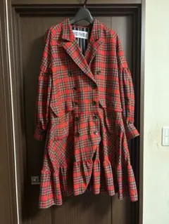 jouetie ヘムフリルトレンチミニワンピース 春服 赤チェック - メルカリ