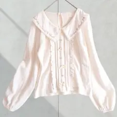 美品☆Sretsisスレトシス☆フリル付きフラワー刺繍ホワイトブラウス 