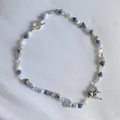 ハンドメイド ネックレス ブルー