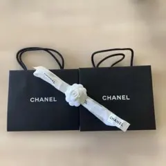 CHANEL ショップ袋 2個セット 黒　リボン付き
