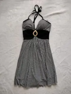 キャミワンピース 白黒ストライプ