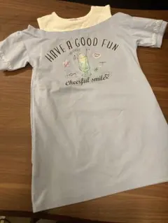 ワンピース 130㎝ 女の子 半袖 重ね着風 ブルー かわいい