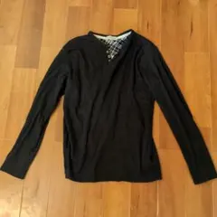 VILLAND ネイビー Vネック 長袖 Tシャツ M