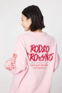 Rodeo Crowning ロゴ入り Tシャツ ピンク