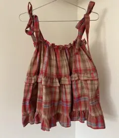 nugu 赤チェックリボンブラウス