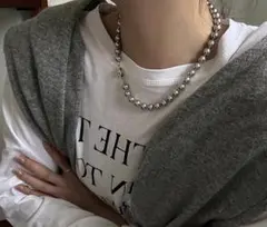 【トレンド】シルバー ボールチェーンネックレス 8mm 45cm 高見え モード