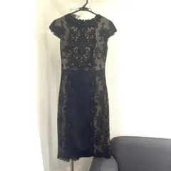 【タダシショージ】TADASHISHOJIサイズ0 ブラックレースドレス　膝丈のサムネイル