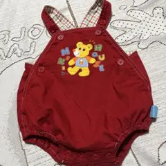 レトロ　美品☆ミキハウス ☆赤 ダルマオール　サロペット☆フリー85