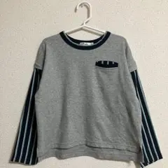 Tappet 重ね着風 長袖 Tシャツ グレー ネイビー 120 サンプル
