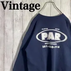 【一点物】両面プリント　ワンポイントロゴスウェット　ユニセックス　古着　ネイビー