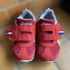 asics 16.5 赤 メッシュ スニーカー　美品難点