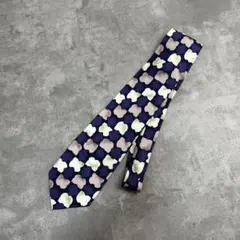 vintage art design navy silk neck tie