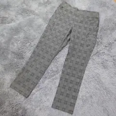 ★a1585 albachez【42】グレー チェック柄 スラックス 裏起毛
