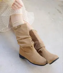 ［新品］kastane 【レザー&スエード/インソール】ルーズエンジニアブーツ