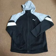 Puma フード付きジャケット 黒/グレー プーマ 前ファスナー