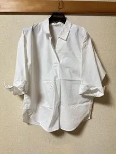 値下げ❗️白シャツ ホワイト 五分袖 ロールアップ カジュアルシャツ S