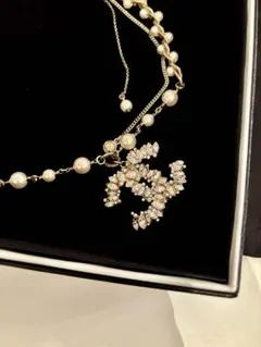 希少レアCHANELパール＆ストーンネックレス　セレモニー　結婚式　オケージョン