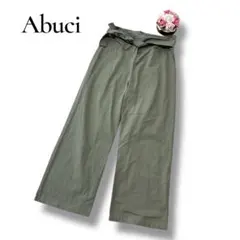 Abuci アブチ　レディース　ワイドパンツ　カーキ　ハイウェスト　フリーサイズ