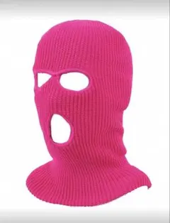 ピンク　ニット バルaclava 目出し帽