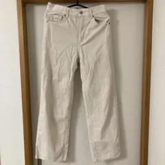 アイボリー コーデュロイ ストレートパンツ ハイウエスト