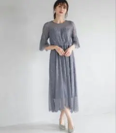 アパートバイローリーズ　レースワンピースオケージョンドレス　お呼ばれ服　ブルー