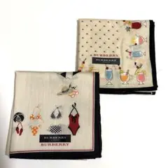 BURBERRY バーバリー レディースハンカチ コットン 2枚セット