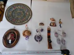 【レトロ雑貨 10点セット】飾り皿 / 立体額装 / ご当地土産 アンティーク風