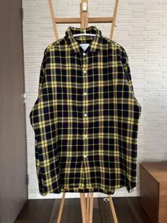 ÉDIFICE チェックネルシャツ ブラック/イエロー コットン100% 日本製