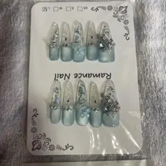 水色 先端クリア フレンチネイルチップ Ꮮサイズ ロング