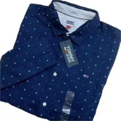 レア品！★Tommy Jeans US限定販売品の総柄刺繍メンズアイコンシャツ